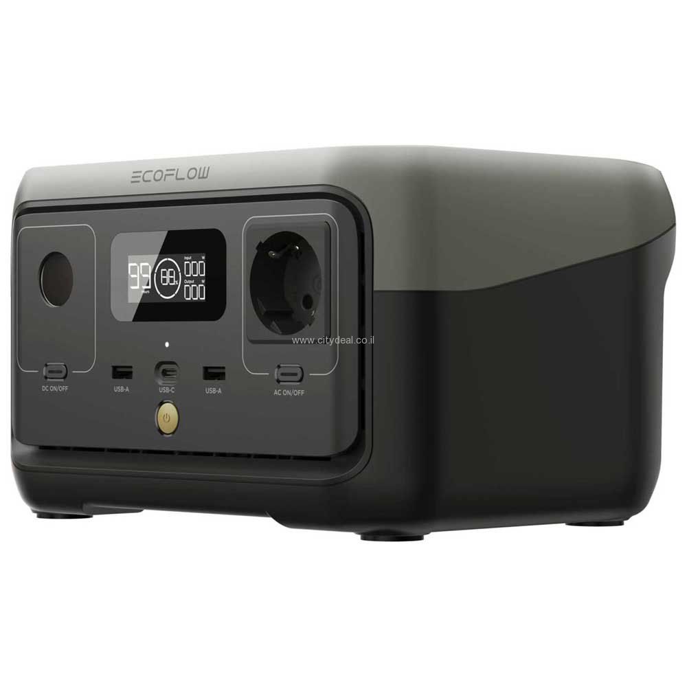 EcoFlow RIVER 2 EFR600-2 תחנת כוח ניידת קומפקטית לבית ולשטח תחנת כוח ניידת EcoFlow RIVER 2 EFR600-2 עם טעינה מהירה וקיבולת 256Wh