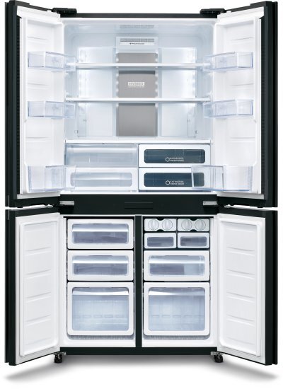 Sharp SJ-FERN87V-SL מצב פתוח וחלוקה פנימית מקרר Sharp SJ-FERN87V-SL פתוח עם חלוקה פנימית