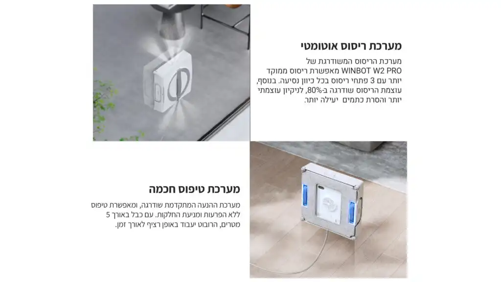 WINBOT W2 PRO - ניווט חכם ויעיל ECOVACS WINBOT W2 PRO - ניווט WIN-SLAM 4.0