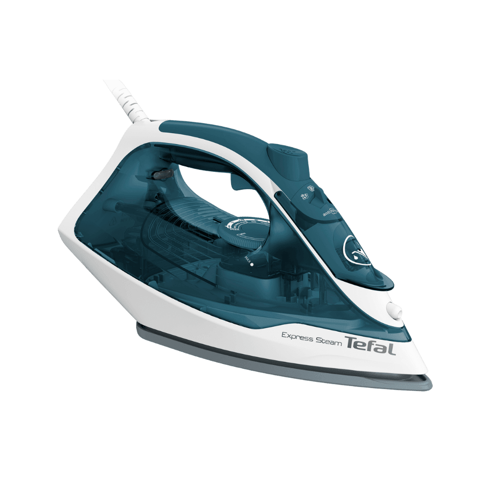 מגהץ אדים Tefal FV2831L3: עיצוב מודרני וידית אחיזה נוחה מגהץ אדים Tefal FV2831L3 בעיצוב יוקרתי, גוף לבן וידית ארגונומית