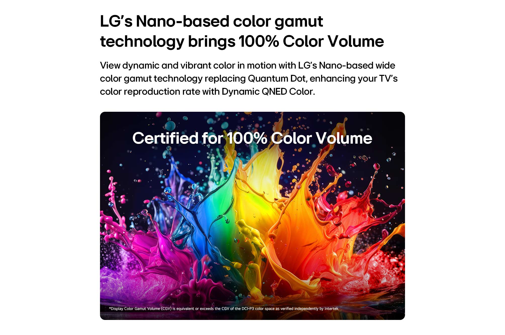 טכנולוגיית צבע 100% Color Volume מבוססת QNED ב-85 אינץ'