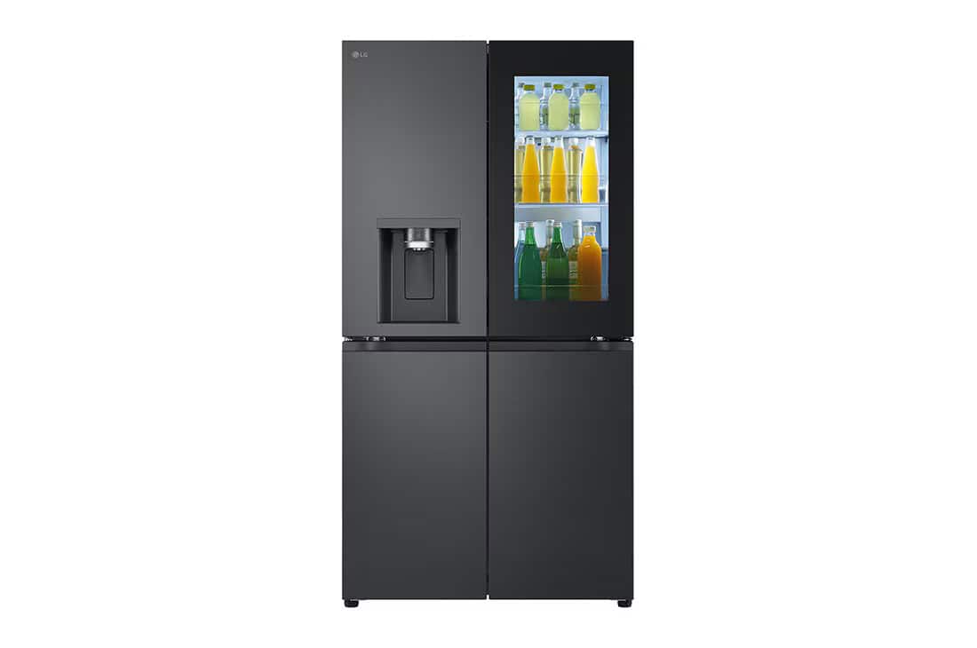 LG GMG960 מקרר 4 דלתות שחור מט 638 ליטר מקרר 4 דלתות LG GMG960 שחור מט 638 ליטר עם Knock Knock ובר מים וקרח