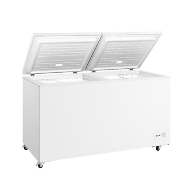 MIDEA MDRC698FZE01 – מקפיא/מקרר שוכב 508 ל׳, לבן, דו־שימושי, Class T מקפיא/מקרר שוכב MIDEA MDRC698FZE01 – 508 ל׳ לבן עם דלת עליונה