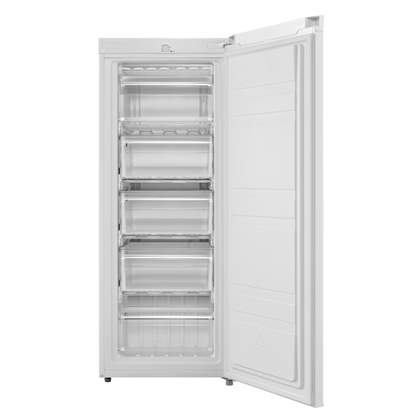 MIDEA MDRD229FZL01 - חלוקה פנימית עם 5 מגירות שקופות מבט פנימי על MIDEA MDRD229FZL01 עם 5 מגירות אחסון שקופות