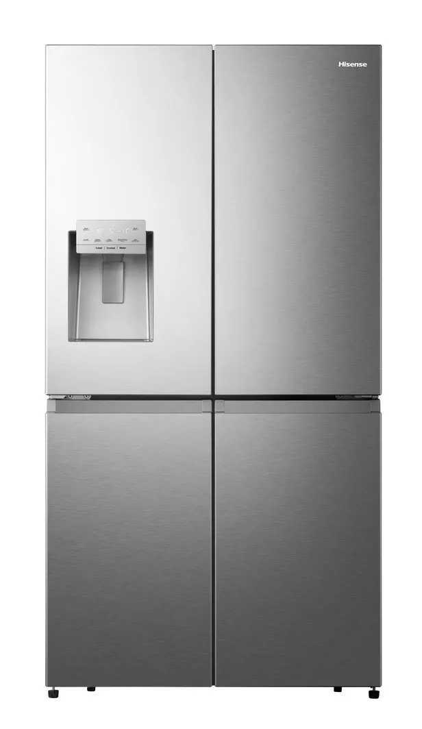 מקרר Hisense RQ760N4SASE ארבע דלתות בצבע נירוסטה במטבח מודרני