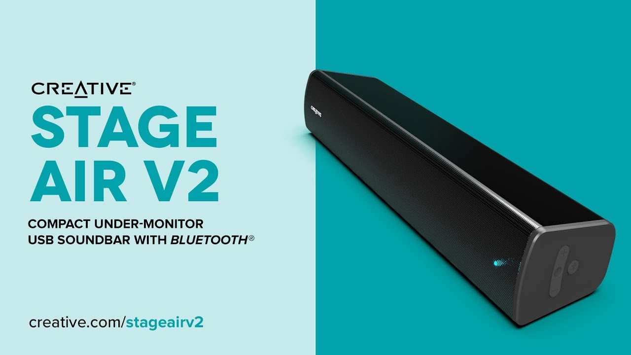 תכולת האריזה Creative Stage Air V2 Creative Stage Air V2 ארוז בקופסה המקורית עם האביזרים הכלולים
