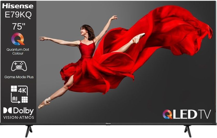 Hisense 75E79KQ QLED TV בתמונה רואים טלוויזיה חכמה Hisense דגם 75E79KQ החדש